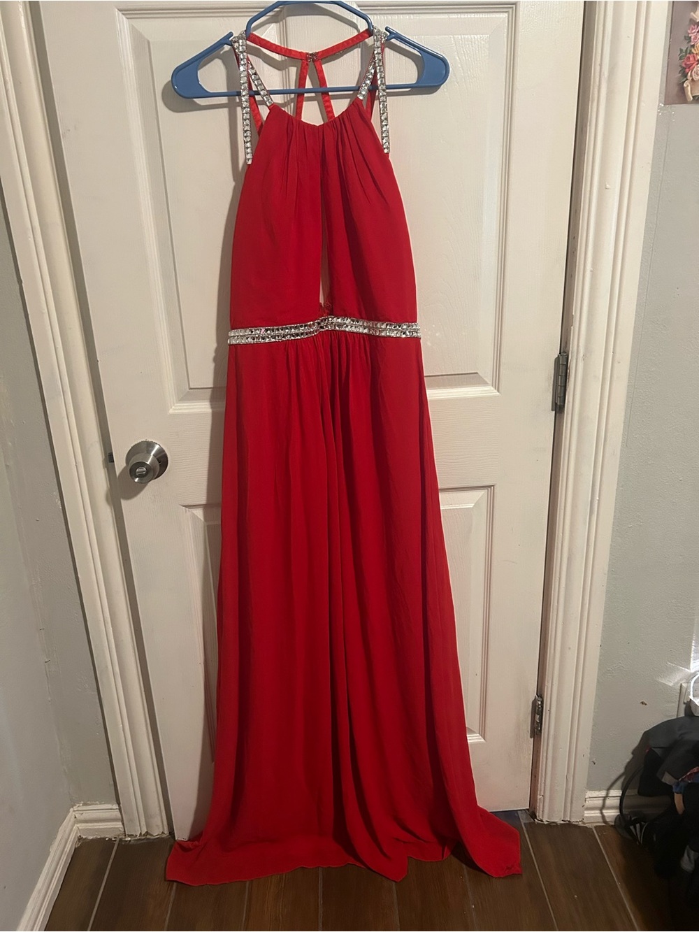 Gianni Bini Red Beaded Halter Evening Gown